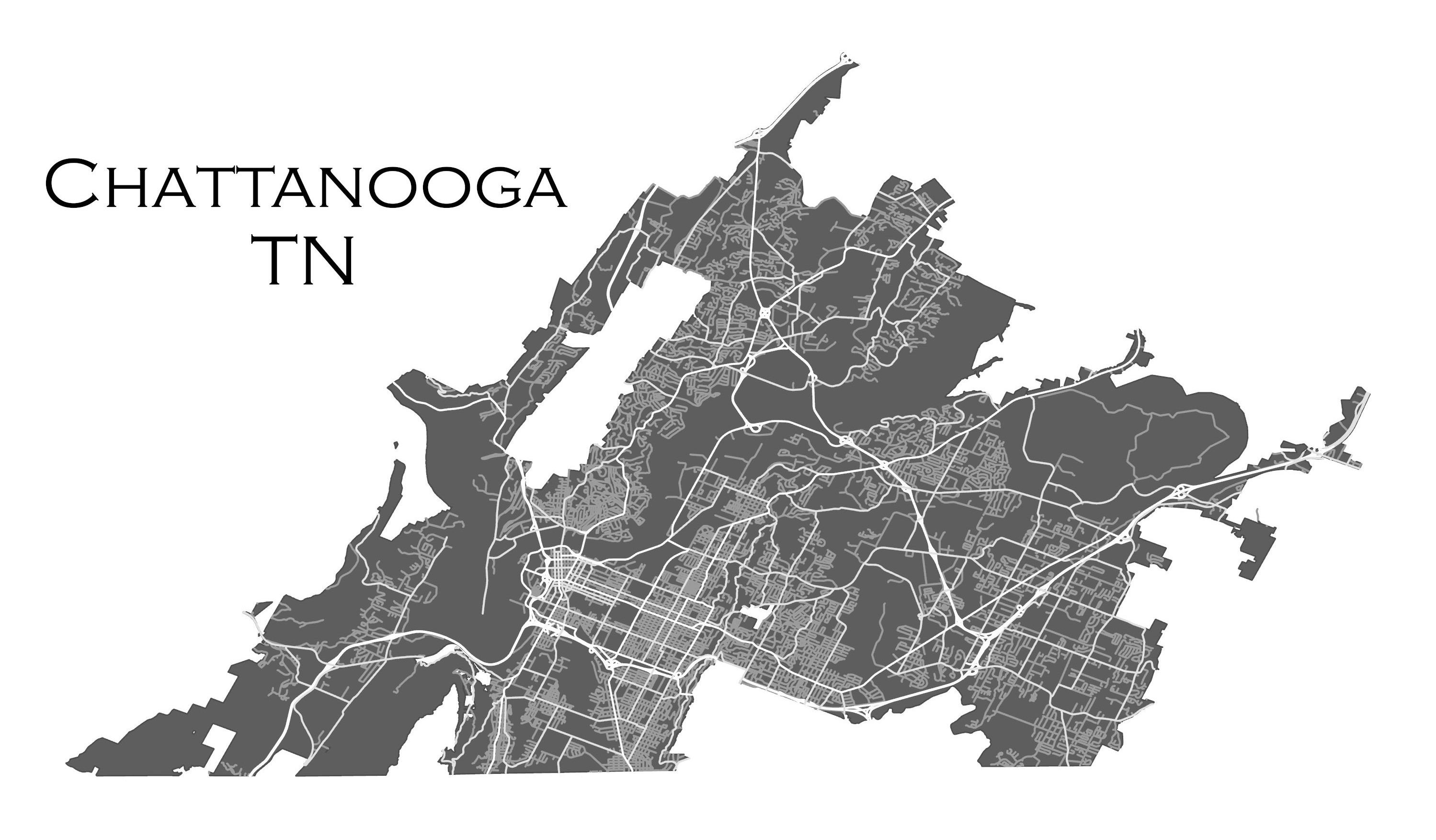 Chattanooga Street Map Stylized